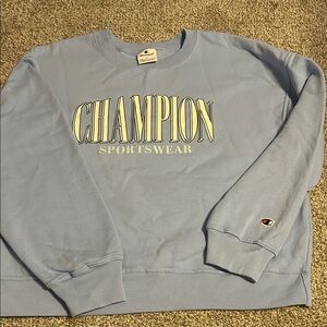 Champion Women's Light Blue Crewneck Sweater